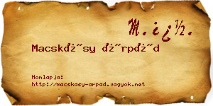 Macskásy Árpád névjegykártya