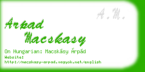 arpad macskasy business card