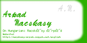 arpad macskasy business card